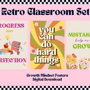 Retro Classroom Decor Bundle | Digital Download | Retro Classroom Art | Growth Mindset Poster | Classroom Decor | Aesthetic Classroom