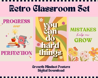 Retro Classroom Decor Bundle | Digital Download | Retro Classroom Art | Growth Mindset Poster | Classroom Decor | Aesthetic Classroom