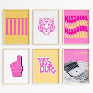 Lot de 6 impressions Missouri College Apartment Missouri Art mural tigre Art mural Columbia Missouri impression dortoir Decor lot de 6