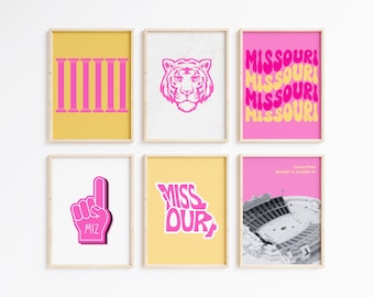 Missouri Print Bundle College Apartment  Missouri Wall Art Tiger Wall Art Columbia Missouri  Print Dorm Decor Set of 6