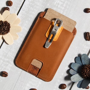 Geschenk für Schulanfang, benutzerdefinierte Namensschild, schlanke, minimalistische Brieftasche, Geld-Clip, Kreditkartenhalter Kartenetuis mit ID-Fenster für Sie und Ihn