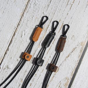 Genuine Leather Lanyard with Metal Clasp, ID Badge, Keys, Wallet Holder