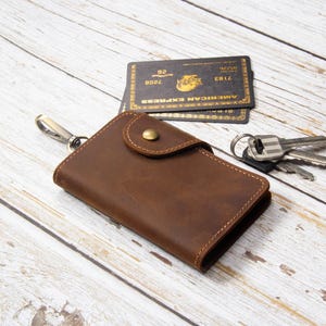 Estuche para llaves de cuero Crazy Horse personalizado, llavero con nombre personalizado, estuche organizador de llaves, regalo para él.