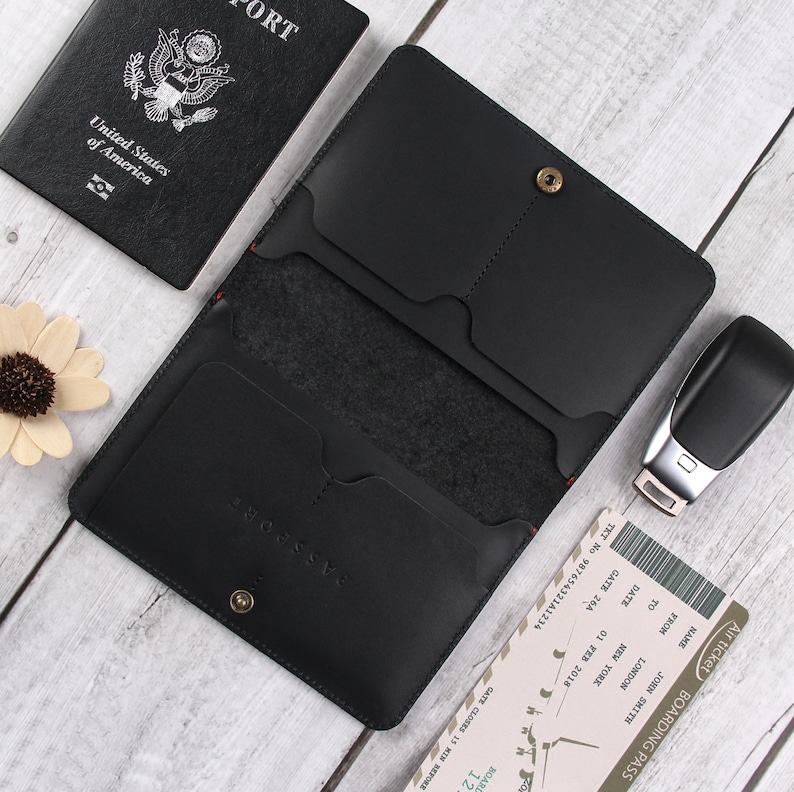 Custom Genuine Leather AirTag Passport Holder and Wallet for Men and