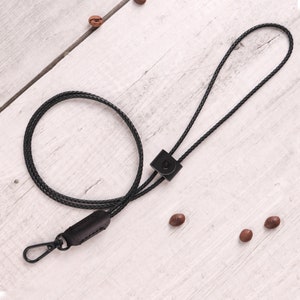 Benutzerdefinierte Leder Schlüsselband für Schlüsselanhänger mit Metallverschluss, ID-Abzeichen Schlüsselband, lange Hals-Lehrer-Lanyard für Kartenhalter Autoschlüssel, Brieftasche|Schwarz|