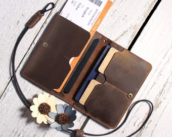 Monogram Airtag Passport Holder for men,Black Travel Passport Case ,Air Tag Wallets for Ladies,Leather Passport Wallet Anniversary Gift
