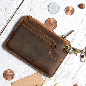 Elegante porta carte portamonete - Pelle di cavallo pazzo, design a portafoglio compatto, regalo ideale per lui, damigella d'onore o compleanno, regalo di Natale,