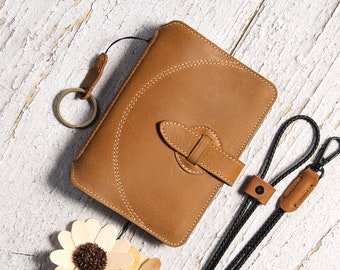 Customizable Passport Wallet Dual Pocket Passport Case,Passport holder Travel,Craftsmanship for Wedding Travel Gift for Couples |GoldBrown|