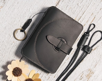 Funda de cuero personalizada para pasaporte con bolsillo para Airtag: Cartera de viaje, funda para pasaporte