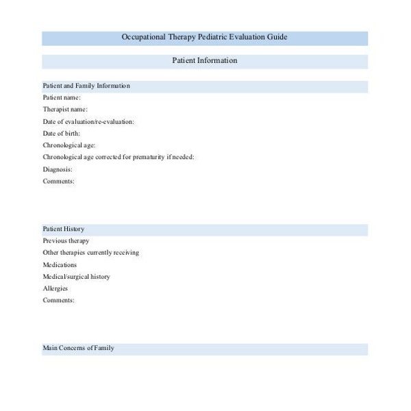 Pediatric Occupational Therapy Evaluation Etsy Pediatric Occupational Therapy Evaluation Etsy