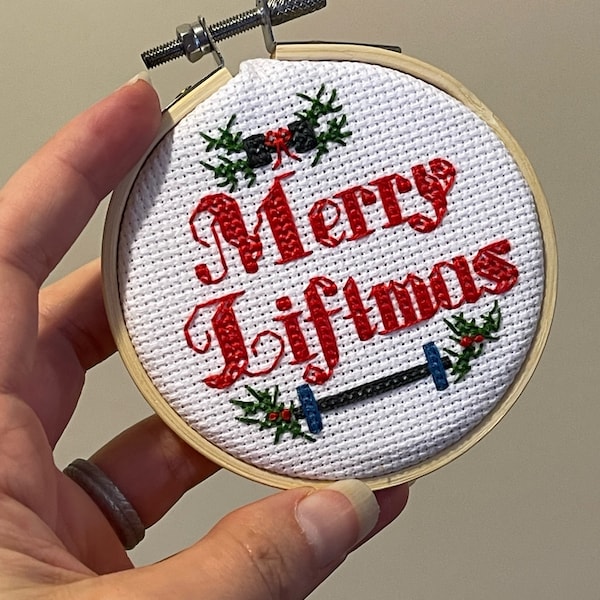 Merry Liftmas Cross Stitch Pattern