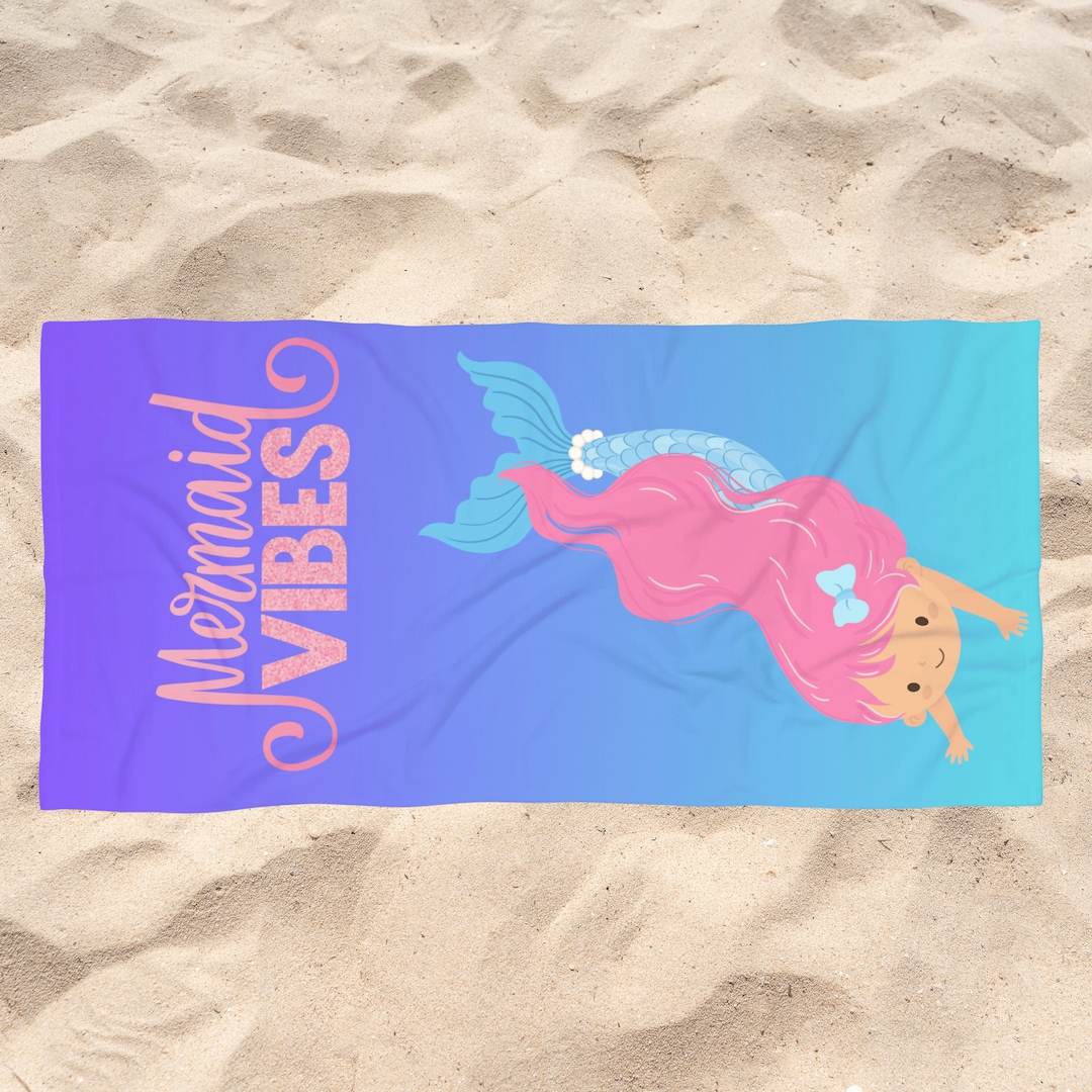Mermaid Vibes Beach Towel, Mermaid Towel, Beachy Towel, Gift for Her