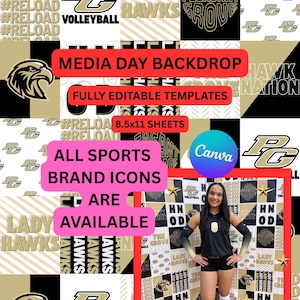 Media Day Backdrop Templates  (Editable on Canva)