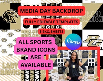 Achtergrondsjablonen voor mediadag (bewerkbaar op canvas)