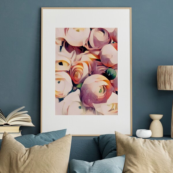 Abstract Roses Wall Art, Artful Wall Art, Rose Wall Art, Abstract Flower Wall Art, Abstract Rose Print, Floral Artwork, Printable Wall Art,