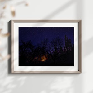 Mountain Lake Camp Wall Art, Campfire Wall Art, Camping Wall Art, Mountain Camping Print, Camping Art, Nighttime Artwork, Printable Wall Art