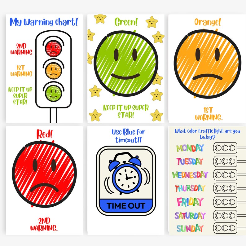 Childrens Traffic Light Chart Warning Chart Children Etsy