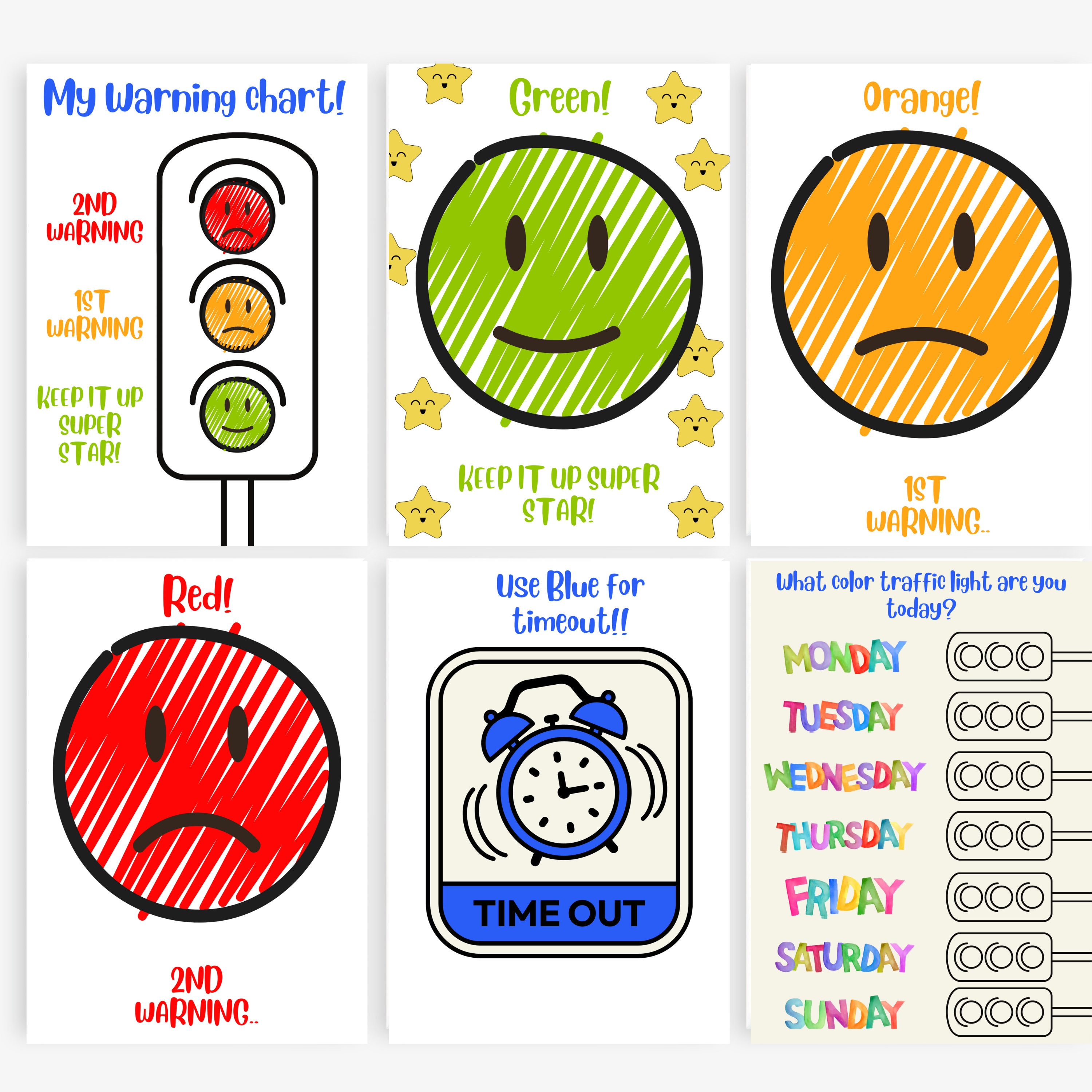 Traffic Light Behavior Chart, Printable Behavior Chart for Kids 