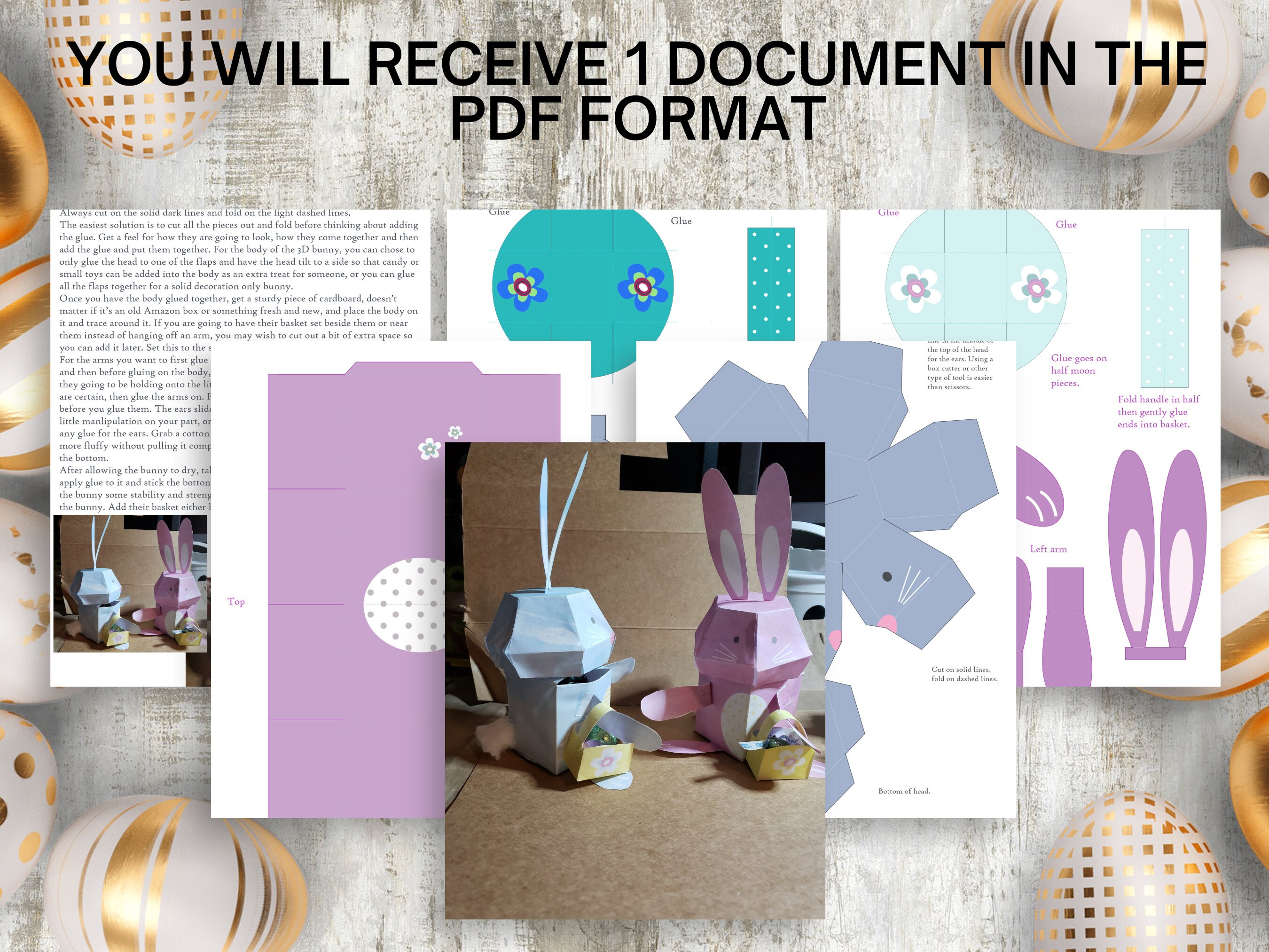 Printable 3D Bunny - DIY Cut and Glue Bunny Sculpture - Etsy