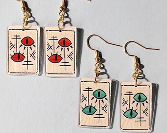 Cult of the Lamb Tarot Card Earrings: Handmade Acrylic Dangle Earrings