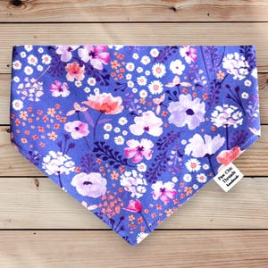 Purple Floral Dog Bandana/Spring Floral Dog Bandana/Scrunchie Bandana/Dog Lover Gift/Girly DogBandana/Boho Floral Dog Bandana/New puppy Gift