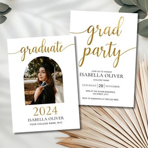 Graduation Announcement Template, Graduation Invitation Template, Grad Party Invite, Gold Foil Graduation Party Invite 2024, Grad Invite