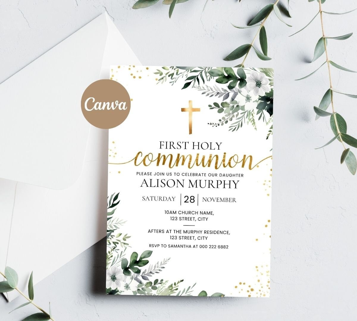 Lot De 24 Cartes D'invitation De Communion Avec Enveloppes K 486505