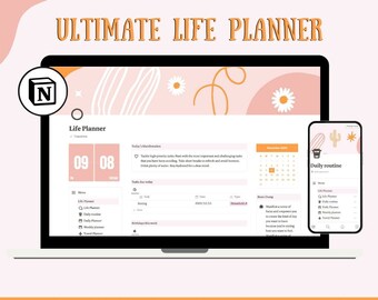 Planificador de vida de plantilla de noción / Planificador de vida de noción / Estética de noción rosa / Planificador 2024 / Panel de control de noción definitivo / Planificador de esa chica