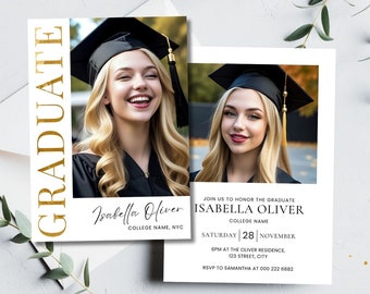 Plantilla de invitación de graduación, plantilla de anuncio de graduación, invitación a fiesta de graduación, invitación a fiesta de graduación 2024, descarga digital