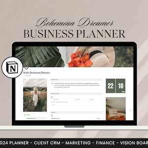 Notion Template Business Planner | 2024 Planner | Business Notion Dashboard | Notion Life Planner | Content Planner | Boho Digital Planner