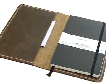 Leather Journal Cover for Moleskine Paper Clip Vintage Handmade Classic 5 x 8.25