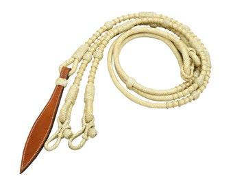 Western Rawhide Braided Leather Show Rommel Romel Romal Reins Natural