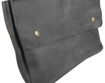 Vintage Leather Document Portfolio Holder Black Case Office Work Essential