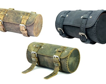 Handmade Leather Bicycle Tool Bag, Vintage Cylindrical Saddle Bag