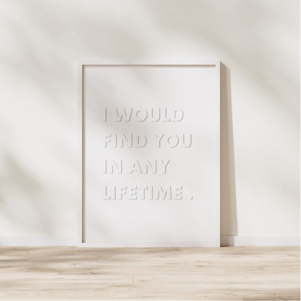 Any Lifetime Typography Poster Print, White Wall Art, Bedroom Print, Neutral Gallery Wall Prints, Typography Quote Print, Home Decor