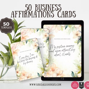 Ensemble imprimable Affirmations - Cartes de manifestation d'affaires pour réussir en affaires, motivez votre état d'esprit avec des mots d'affirmation