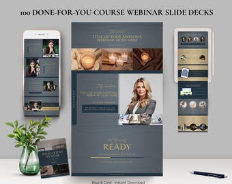 Webinar SlideDeck: 100 pages of DFY Webinar & Masterclass Presentation Templates, Canva Course Pitch Deck