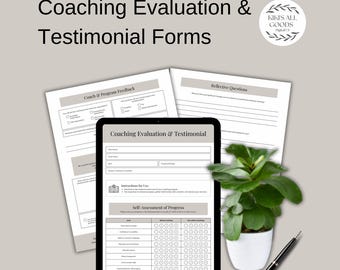 Évaluation du coaching, formulaires de témoignages | Modèles modifiables de suivi de la progression des commentaires des clients Canva pour les entraîneurs PDF