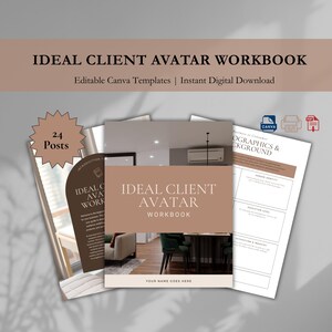 Cuaderno de trabajo para definir el perfil del cliente ideal / Plantilla Canva de 24 páginas para coaches, estrategas y emprendedores