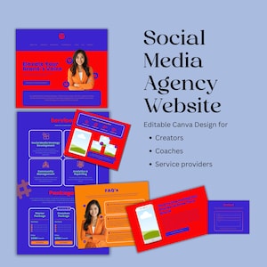 Social Media Agency Website Template | Editable Canva Website Design for Marketing Agencies & Digital Creators