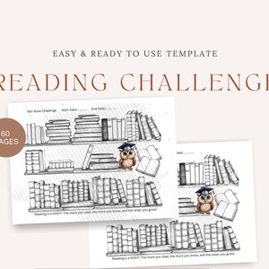Printable Bookshelf Tracker: Minimalist Reading Challenge (60+ Books) (Digital Download