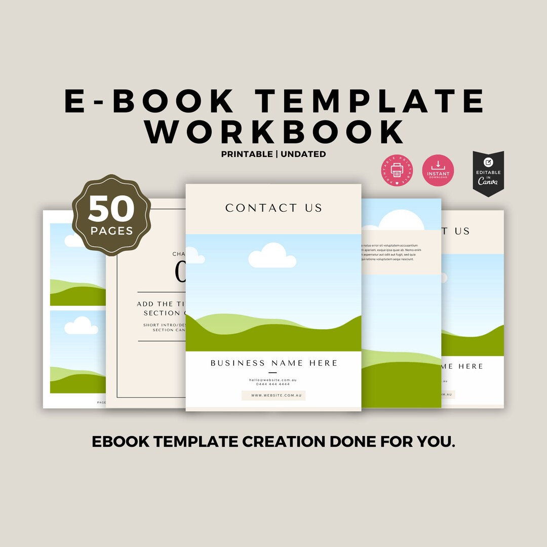 Canva Ebook Template | 50-page Lead Magnet, Workbook (editable) - Etsy