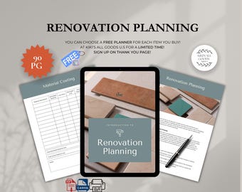 Renovation Project Planner: 90-Page Home Renovation PDF Template, Track Budget, Timeline & Tasks