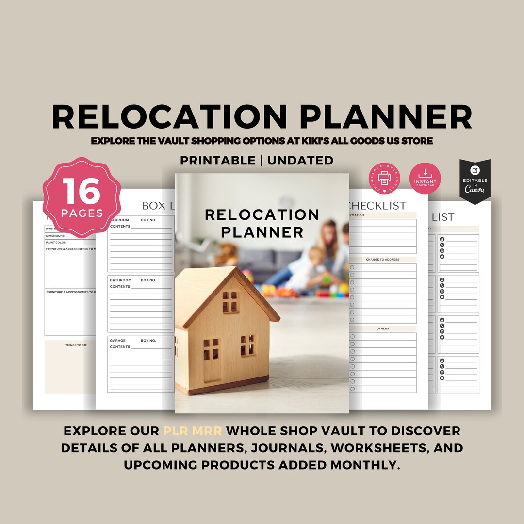 Moving Planner: Relocation Checklist, Packing Guide (printable PDF) - Etsy