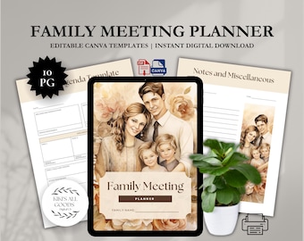 Family Meeting Planner: Editable Canva Template, Strengthen communication, connection (10-Page PDF)