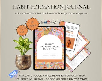 Habit Formation Journal: Daily Habit Tracker & Self Improvement Planner, Digital Download