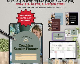 Coaching Session Planner: Client Intake, Goals, and Progress (Templates)
