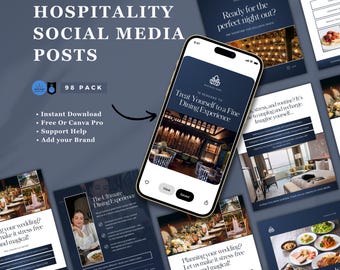 Hospitality Social Media Canva Templates: Restaurant & Hotel Branding Kit (Instant Download)