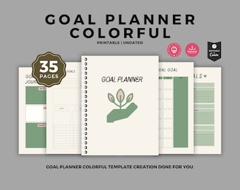 Goal Planner Bundle: Weekly, Monthly Habits, Vision Board (Digital Download)