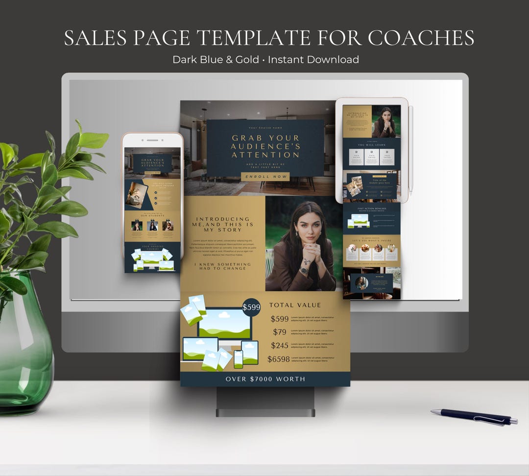 Course Sales Page Template, Editable Canva Website Design for Creatos ...
